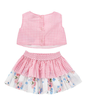 
  
    Monnalisa
  
 Baby Girls Pink Gingham Top & Skirt Set