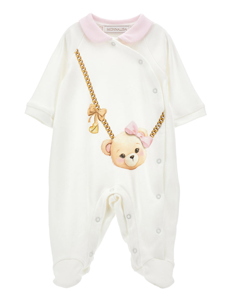 Monnalisa Baby Girls White Bear Onesie