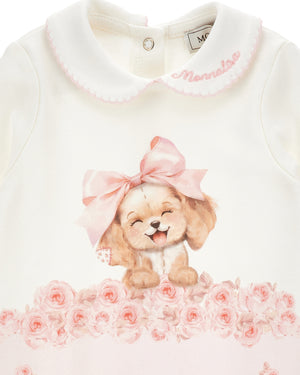 
  
    Monnalisa
  
 Baby Girls White/Pink Puppy Onesie