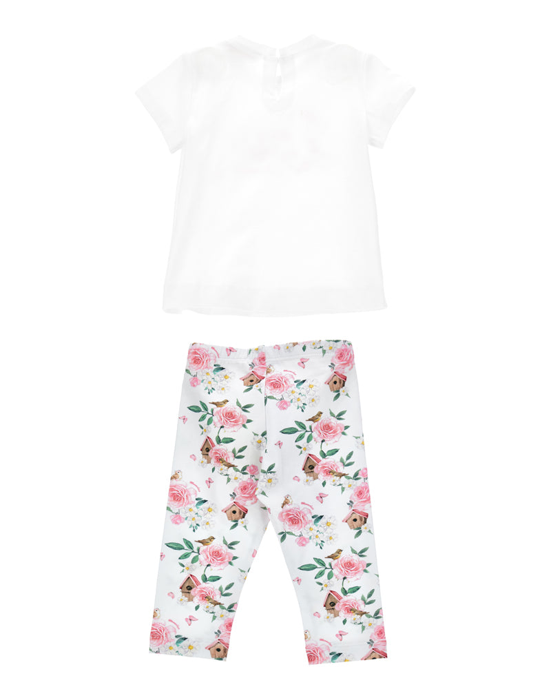 Baby Girls White/Floral T &amp; Legging Set