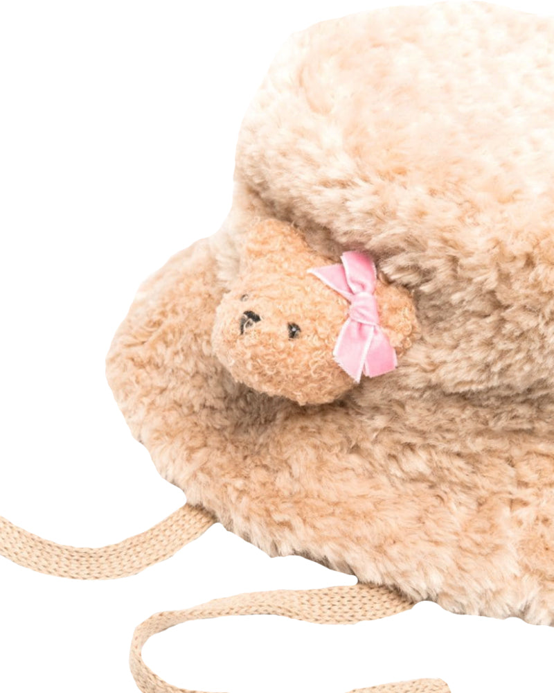 Girls Beige Teddy Bucket Hat