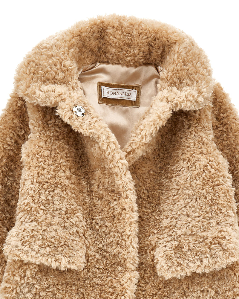 Baby Girls Beige Teddy Coat