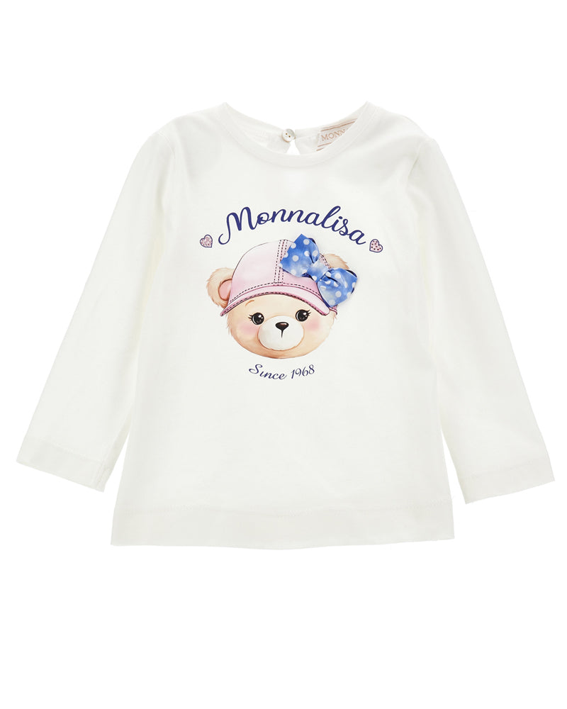 Baby Girls White Bear Top