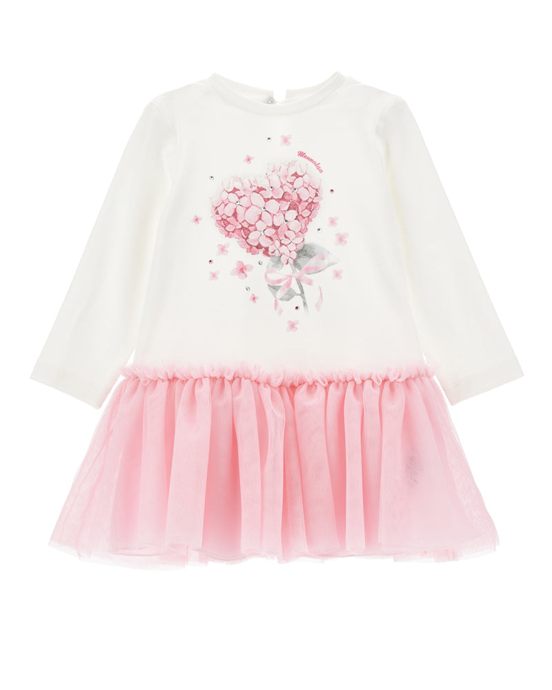 Baby Girls White/Pink Jersey Dress