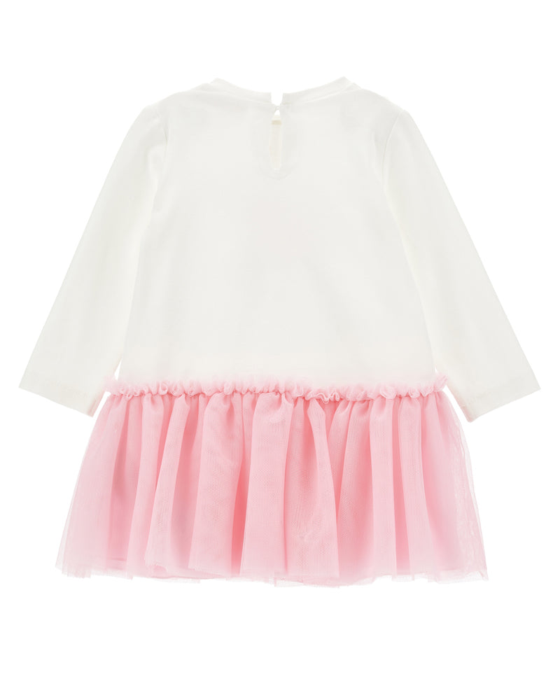 Baby Girls White/Pink Jersey Dress