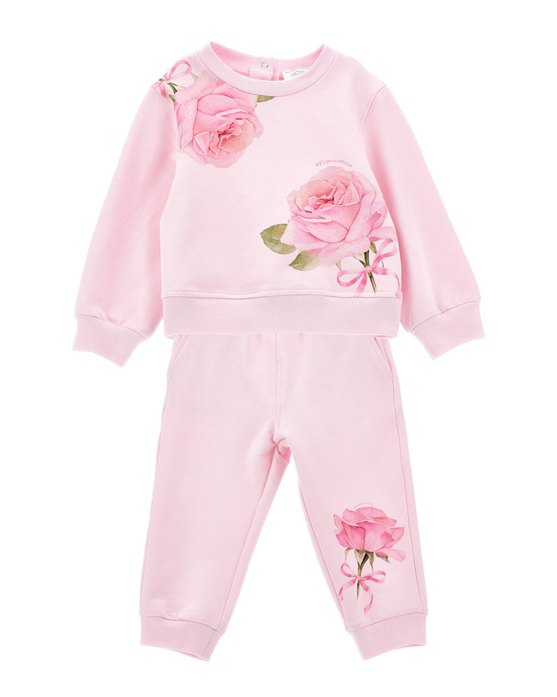Monnalisa ★ Pink 花柄 コットンジャージ ドレス ★ 2-11Y Monnalisa Baby Girls Pink Floral Tracksuit