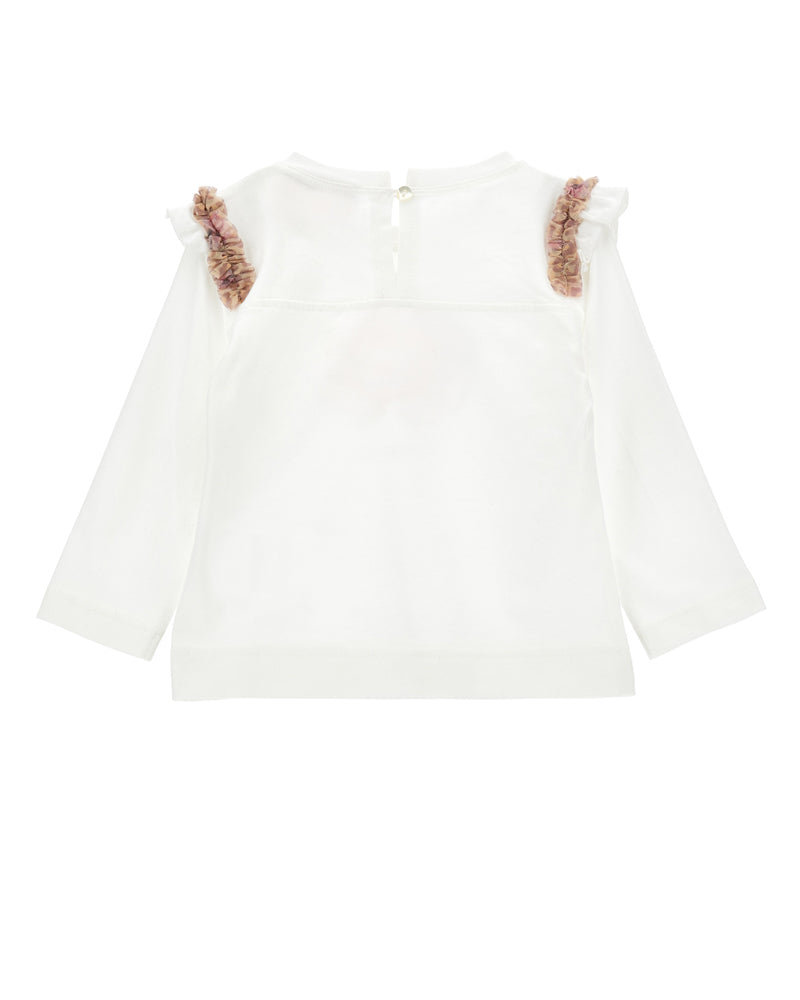 
  
    Monnalisa
  
 Girls Ivory Floral Ruffle Top