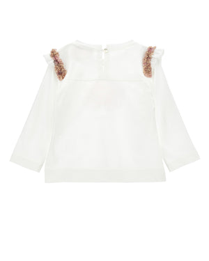 
  
    Monnalisa
  
 Girls Ivory Floral Ruffle Top