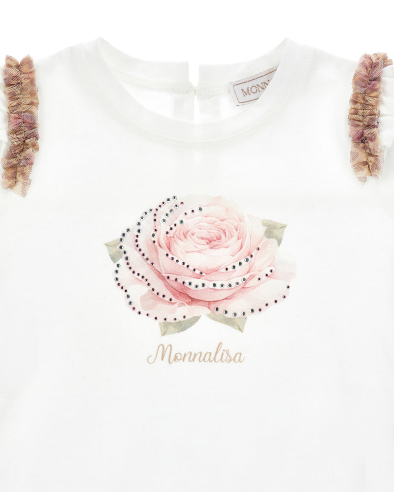 
  
    Monnalisa
  
 Girls Ivory Floral Ruffle Top