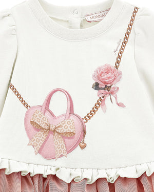 
  
    Monnalisa
  
 Baby Girls Ivory/Pink Purse Dress