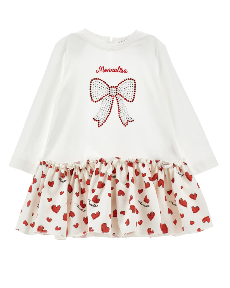 
  
    Monnalisa
  
 Baby Girls White Rhinestone Heart Bow Jersey Dress
