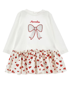 
  
    Monnalisa
  
 Baby Girls White Rhinestone Heart Bow Jersey Dress