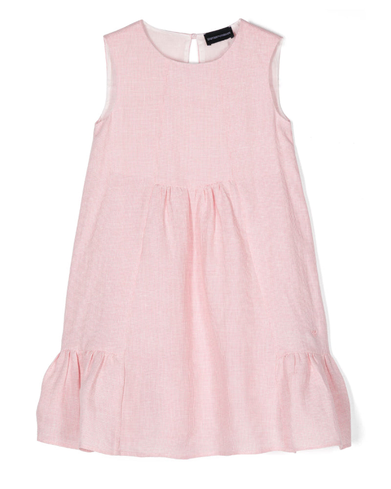 Girls Pink Linen Sleeveless Dress