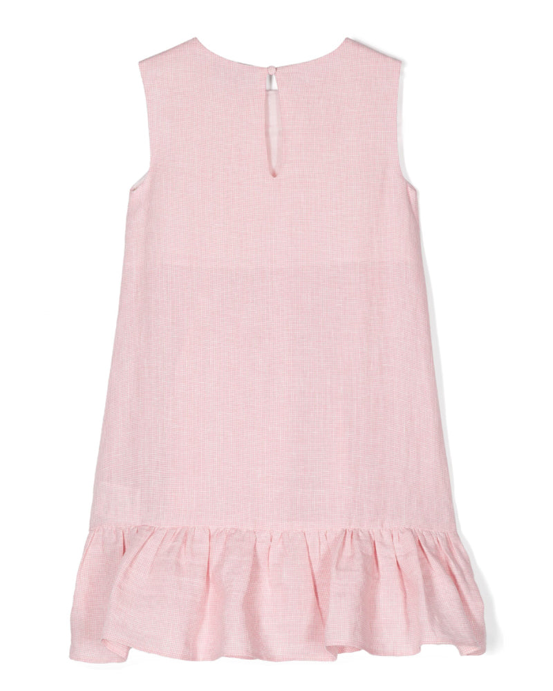 Girls Pink Linen Sleeveless Dress