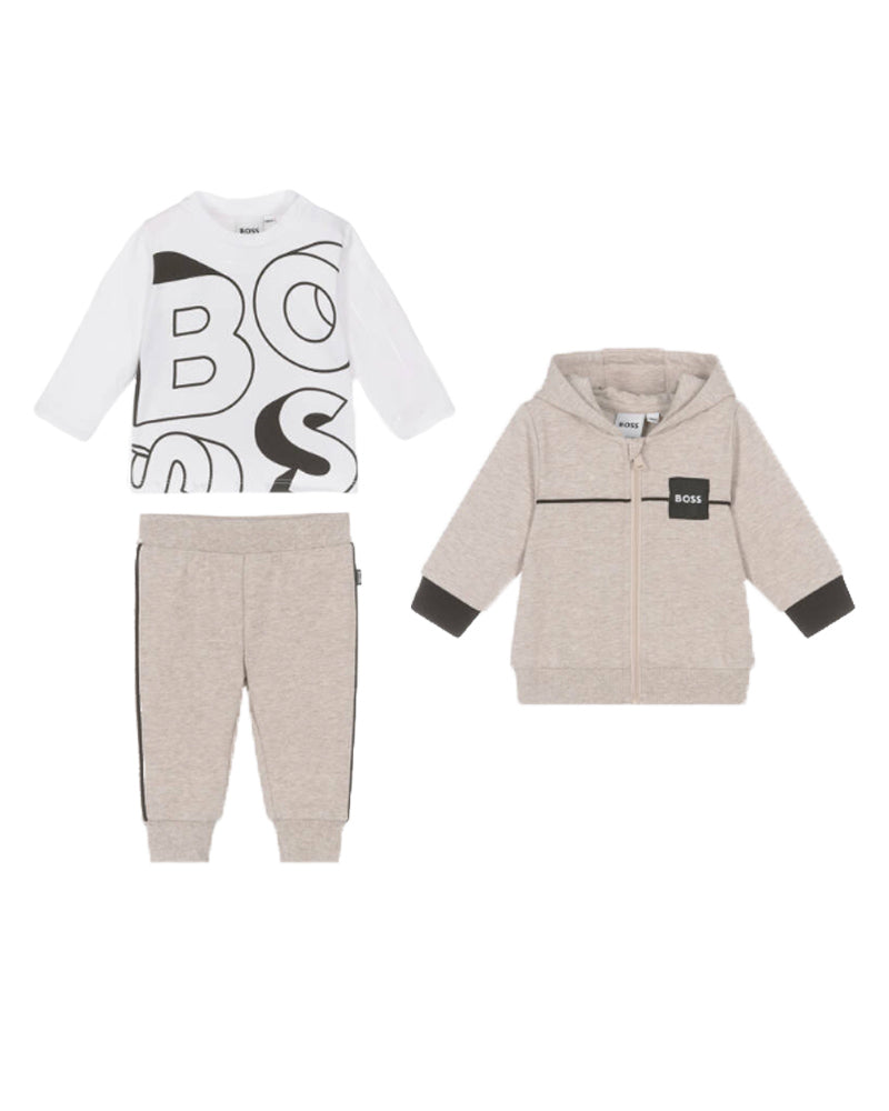 Baby Boys Beige Tracksuit Set