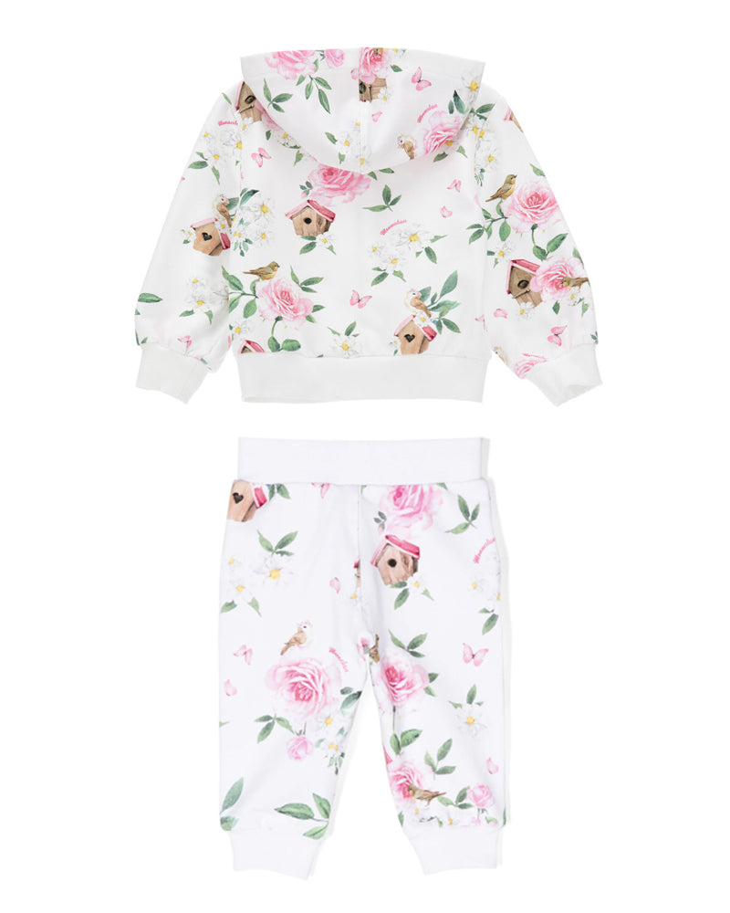 Monnalisa Baby Girls White Bird House Tracksuit - Designer Kids Wear
