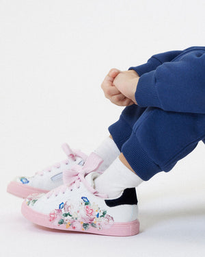
  
    Monnalisa
  
 Girls White/Pink Floral Sneakers