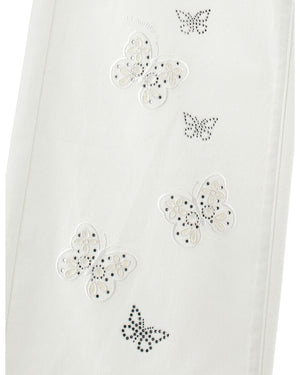 
  
    Monnalisa
  
 Girls White Butterfly Embroidered Denim