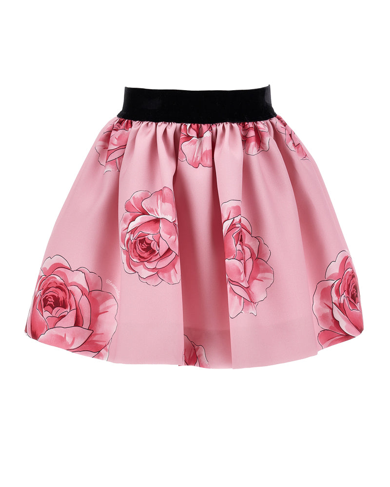 Monnalisa Kids Girls Pink Floral Skirt
