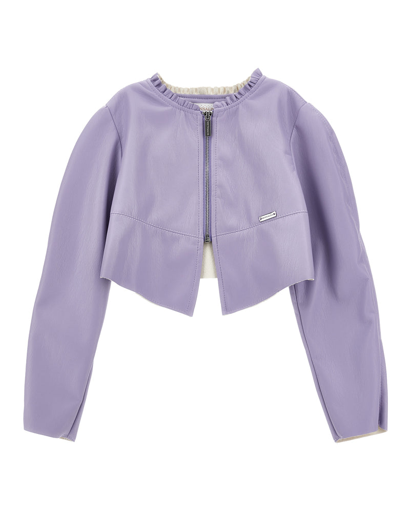 Monnalisa, Girls Purple Faux Leather Jacket - Main Image