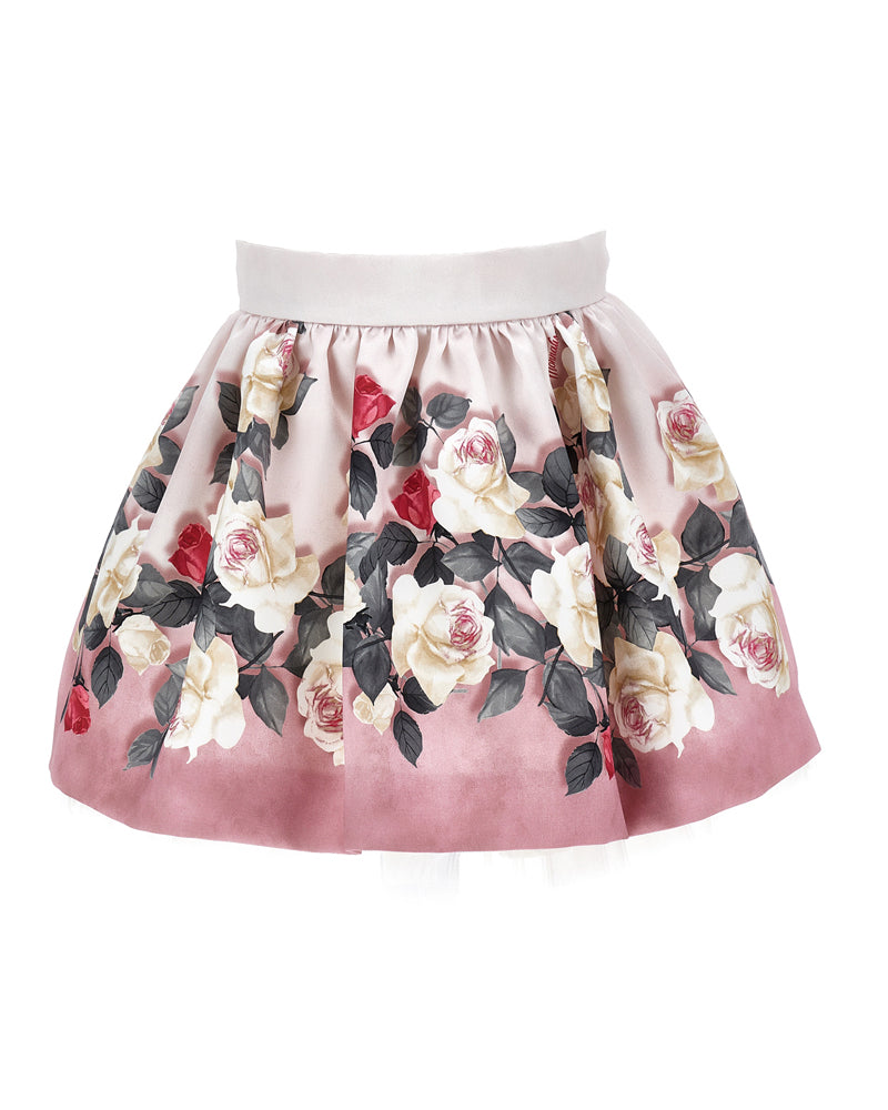 Girls Pink Floral Skirt