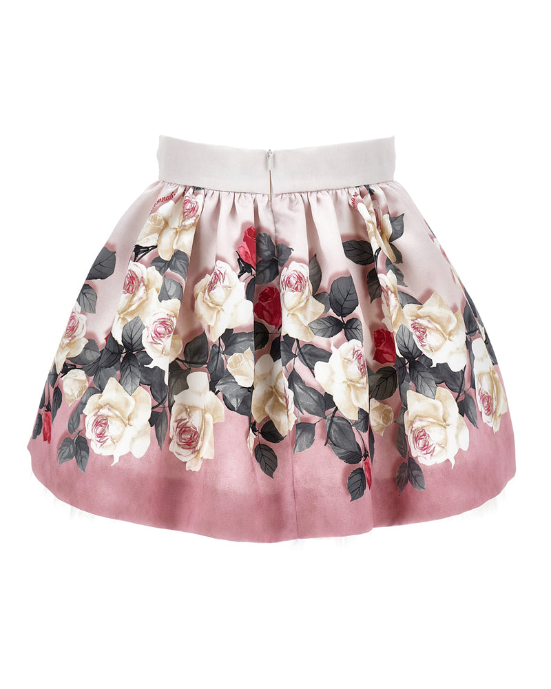 Girls Pink Floral Skirt