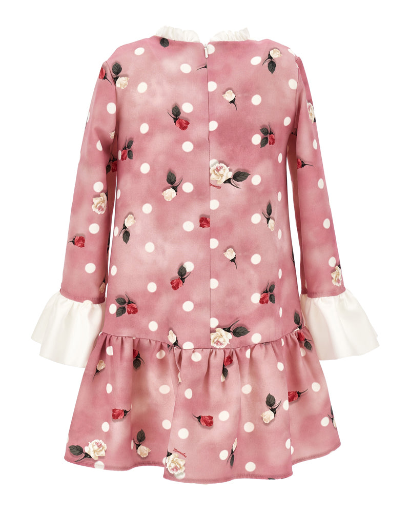 Girls Pink Cherry Polka Dot Cady Dress