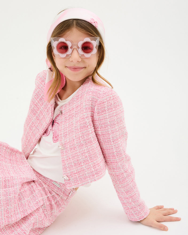 Girls Pink Tweed Jacket