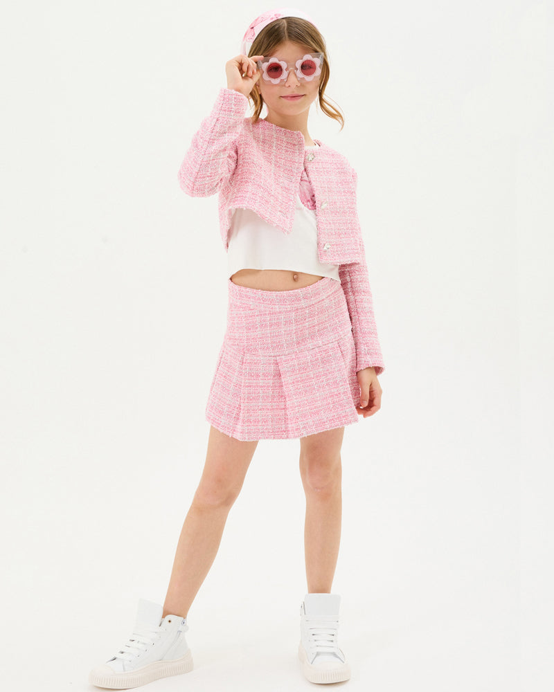 Girls Pink Tweed Jacket