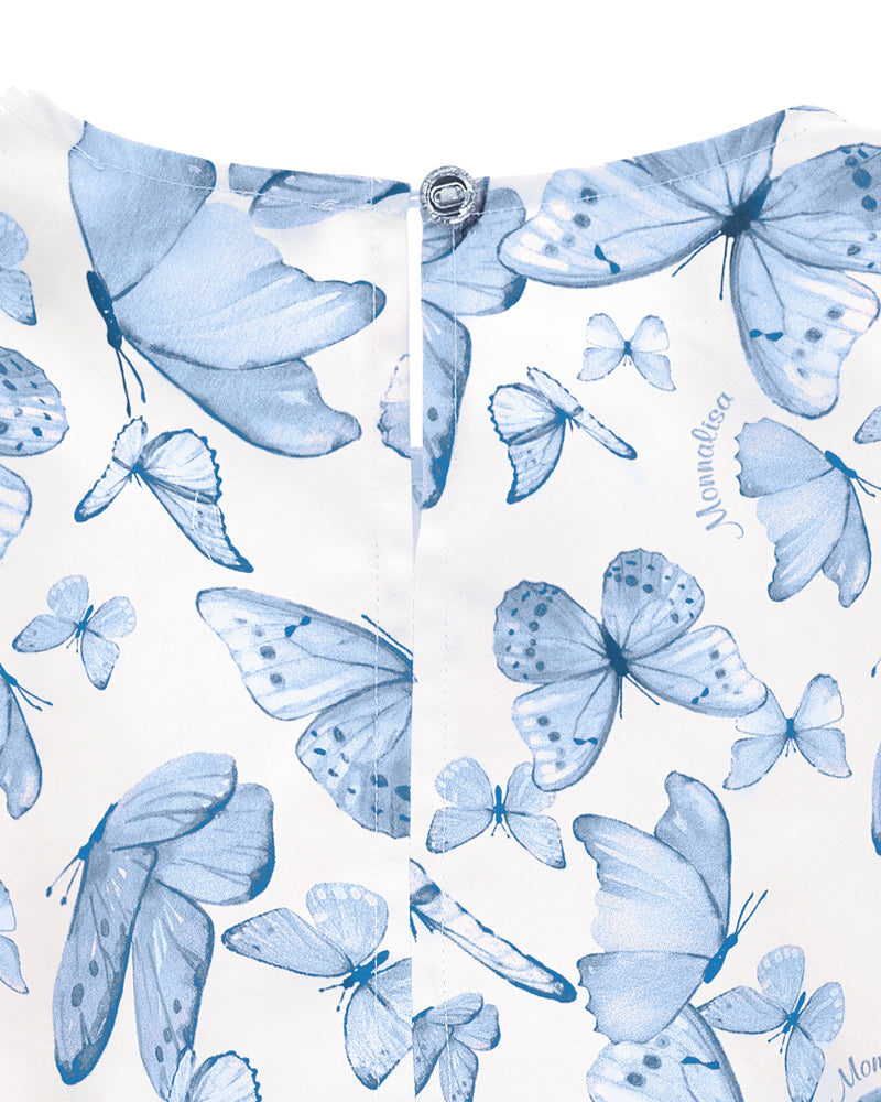 Girls Blue Butterfly Blouse