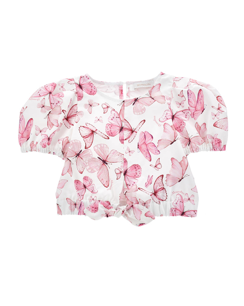 Girls Pink Butterfly Blouse