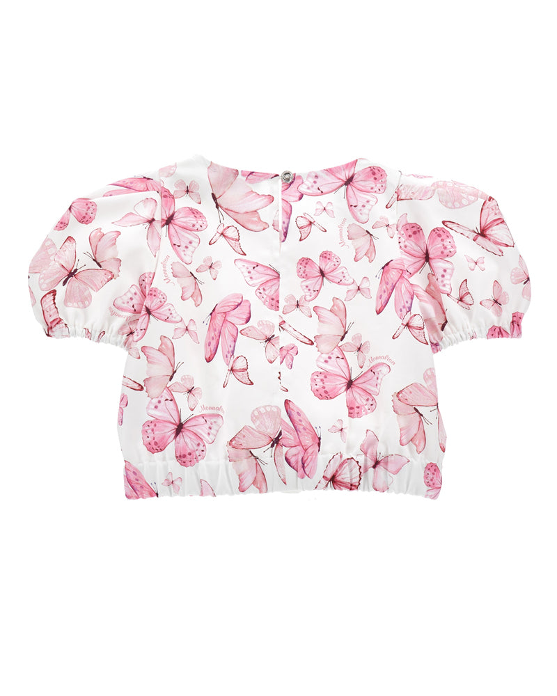 Girls Pink Butterfly Blouse