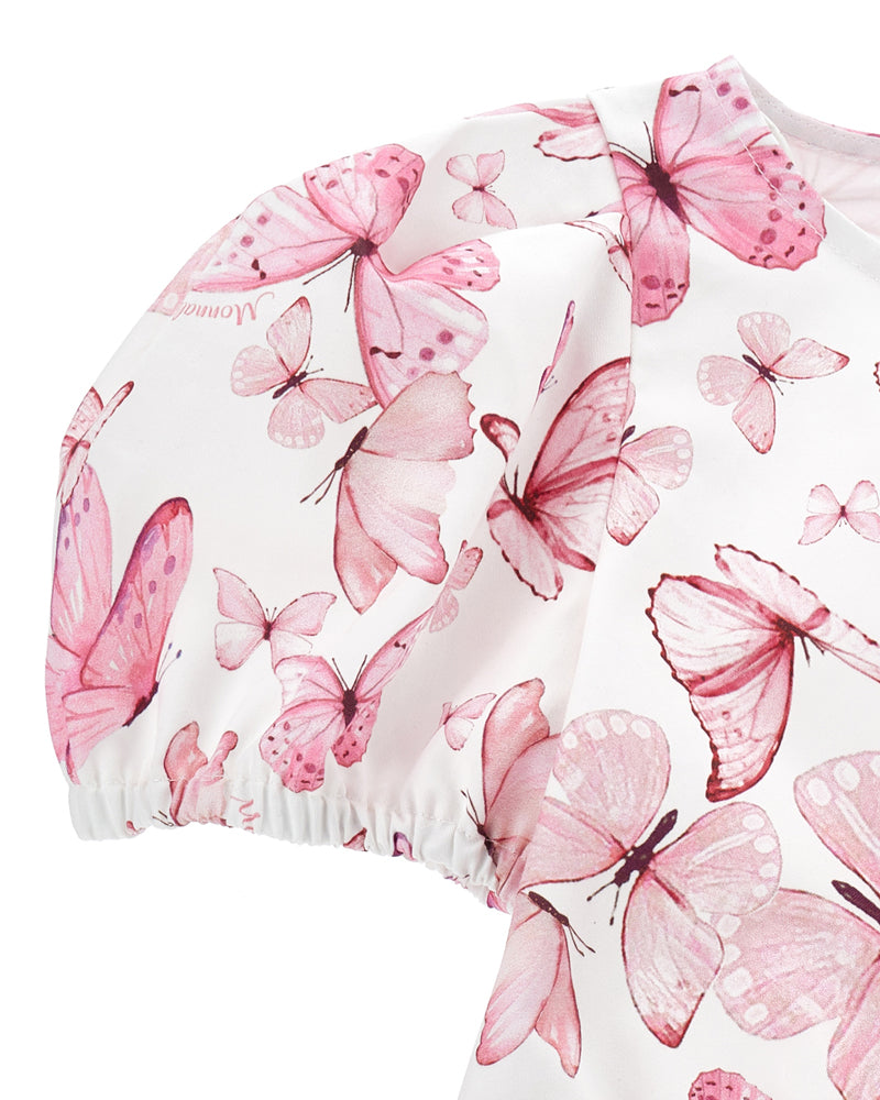 Girls Pink Butterfly Blouse