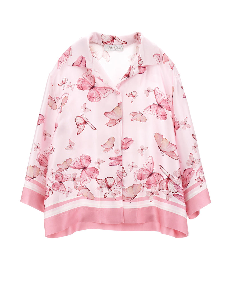 Girls Pink Butterfly Blouse