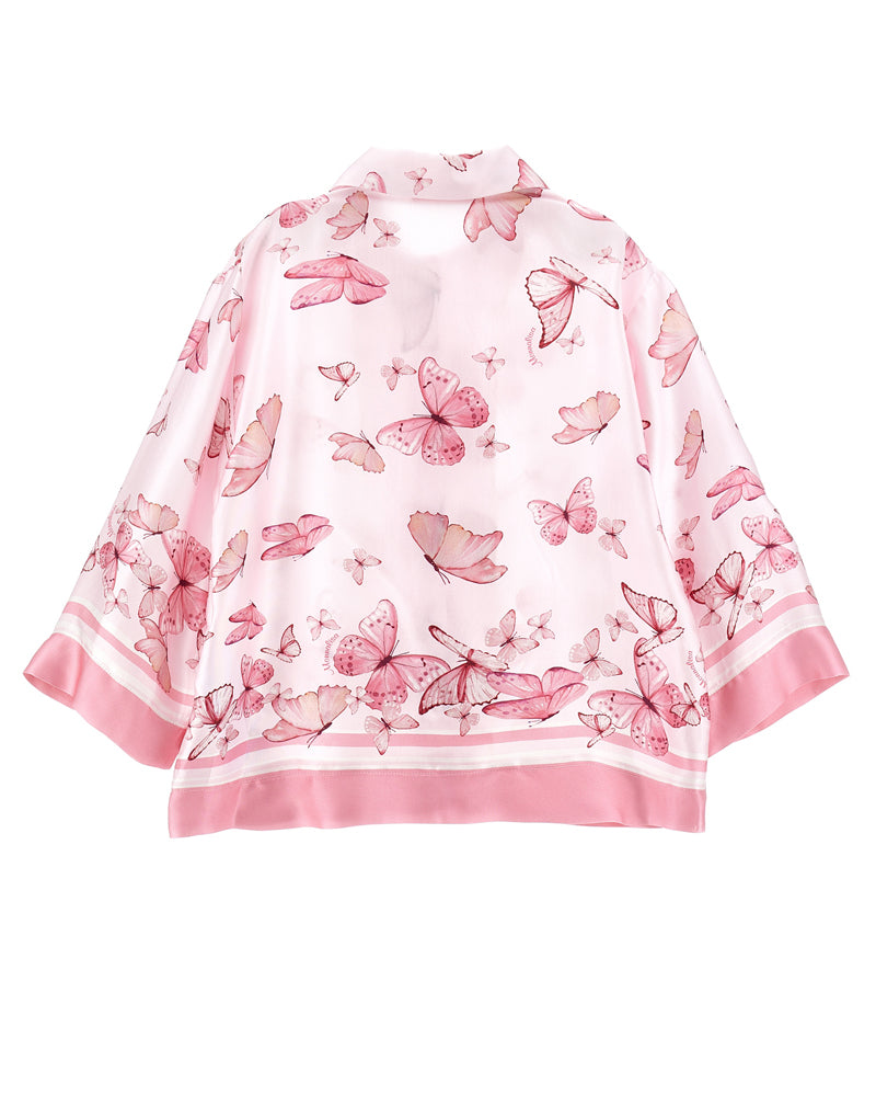 Girls Pink Butterfly Blouse