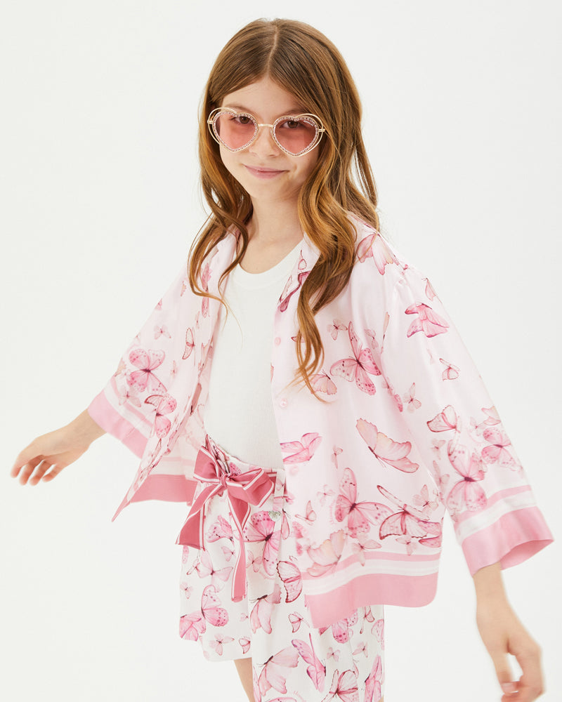 Girls Pink Butterfly Blouse