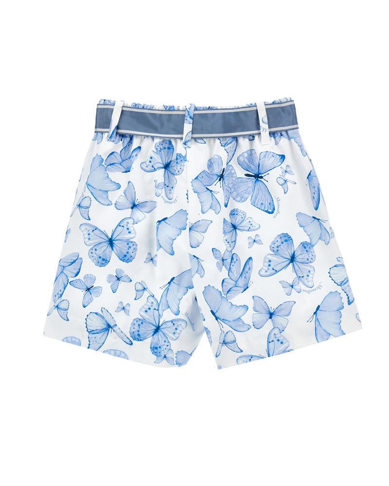 Girls Blue Butterfly Shorts