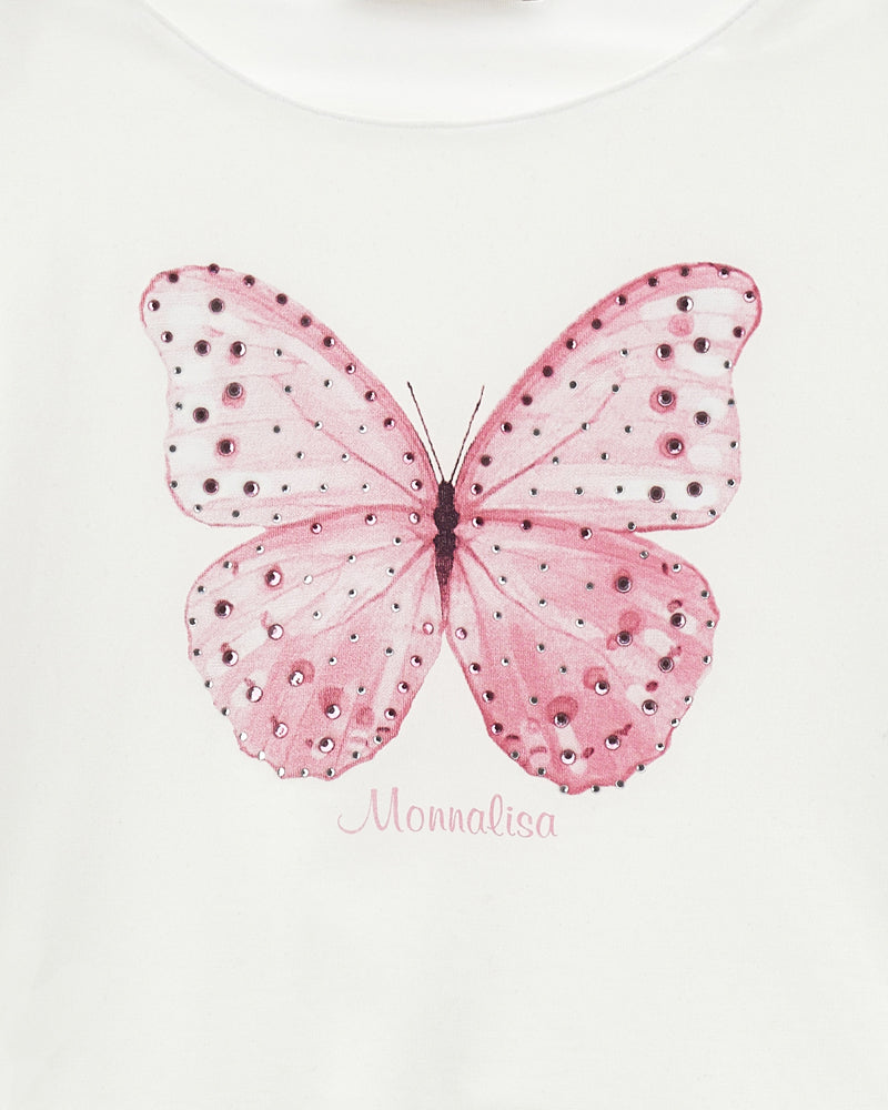 Girls White Butterfly T-Shirt