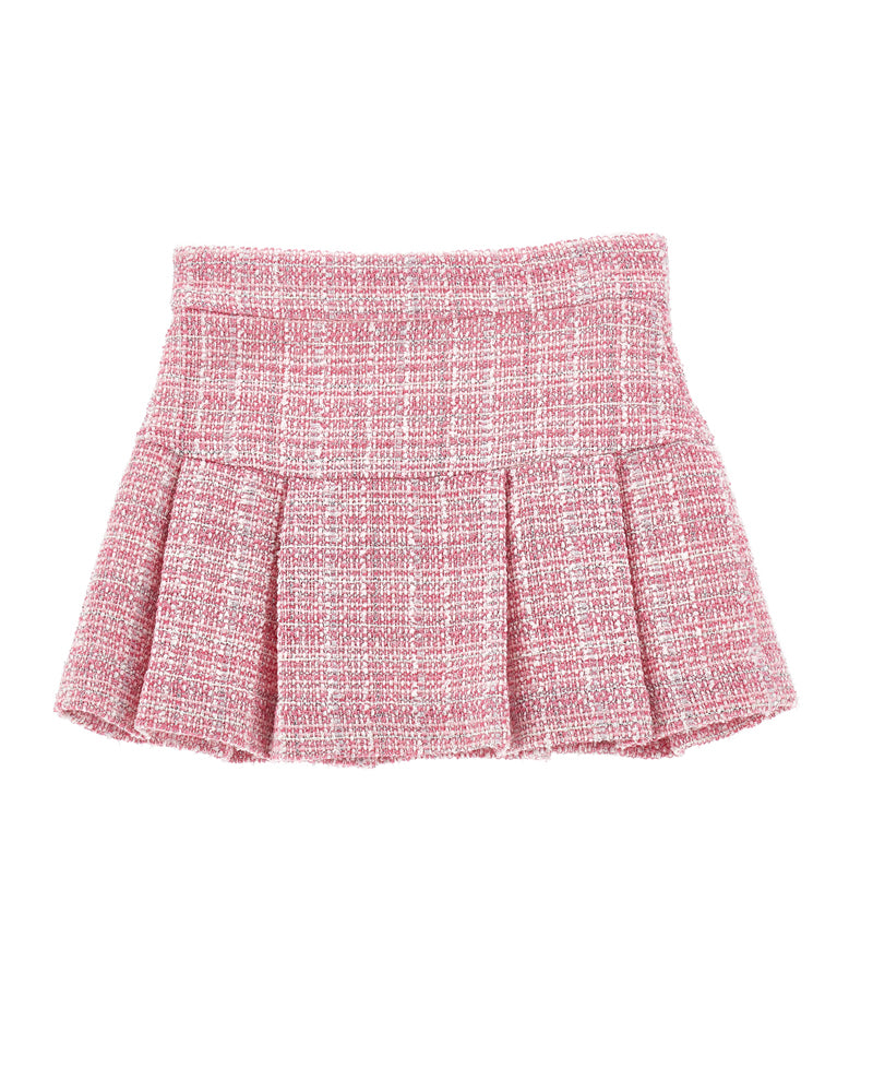 Girls Pink Tweed Skirt