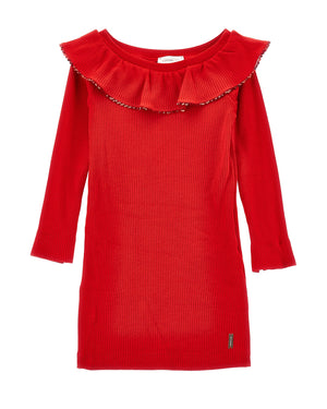 
  
    Monnalisa
  
 Girls Red Ribbed Knit Dress