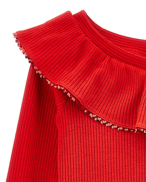
  
    Monnalisa
  
 Girls Red Ribbed Knit Dress