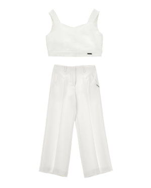 
  
    Monnalisa
  
 Girls White Formal Top & Pant Set