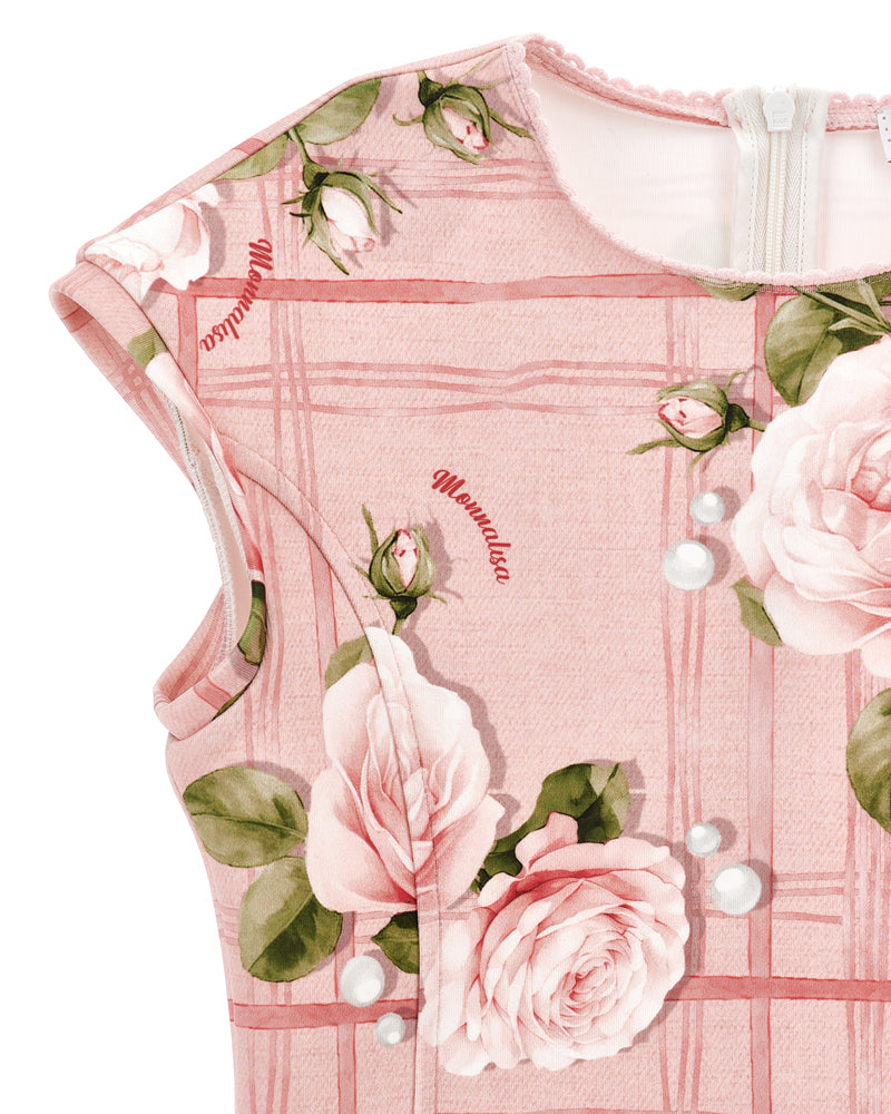 
  
    Monnalisa
  
 Girls Pink Rose Neoprene Dress