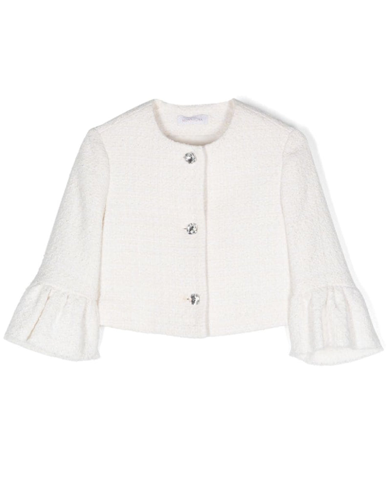 Girls White Tweed Jacket