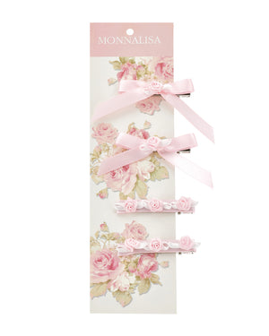 
  
    Monnalisa
  
 Girls Pink Floral/Bow Clip Set