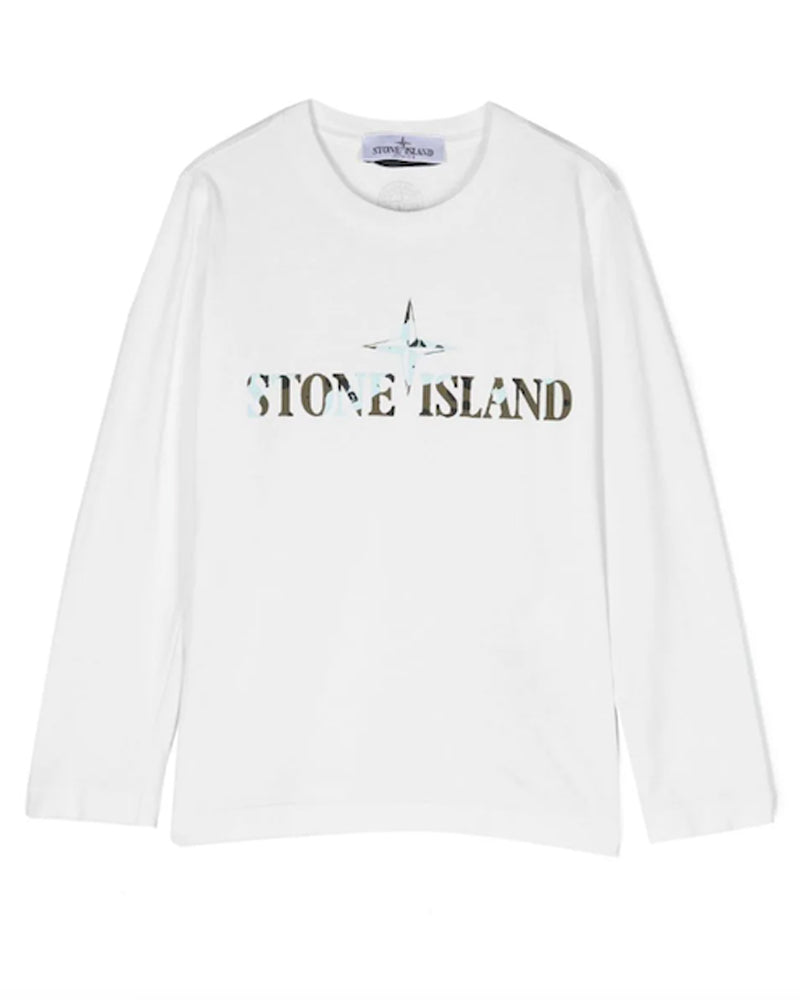 Stone Island Junior Boys White Top - Designer Kids Wear