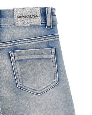 
  
    Monnalisa
  
 Girls Blue Butterfly Embroidered Denim