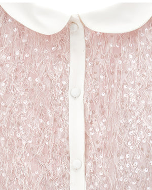 
  
    Monnalisa
  
 Girls Pink Sequin Feathered Blouse & Skirt Set