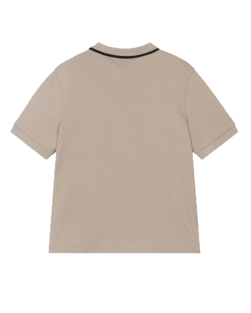 Boys Beige Cotton Logo Polo
