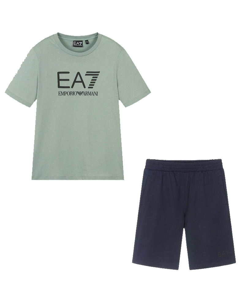 
  
    Ea7
  
    Emporio
  
    Armani
  
 Boys Green/Navy Logo T & Short Set